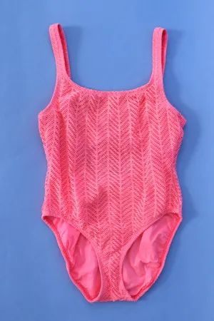 1990s Catalina Popping Pink Mesh One Piece L