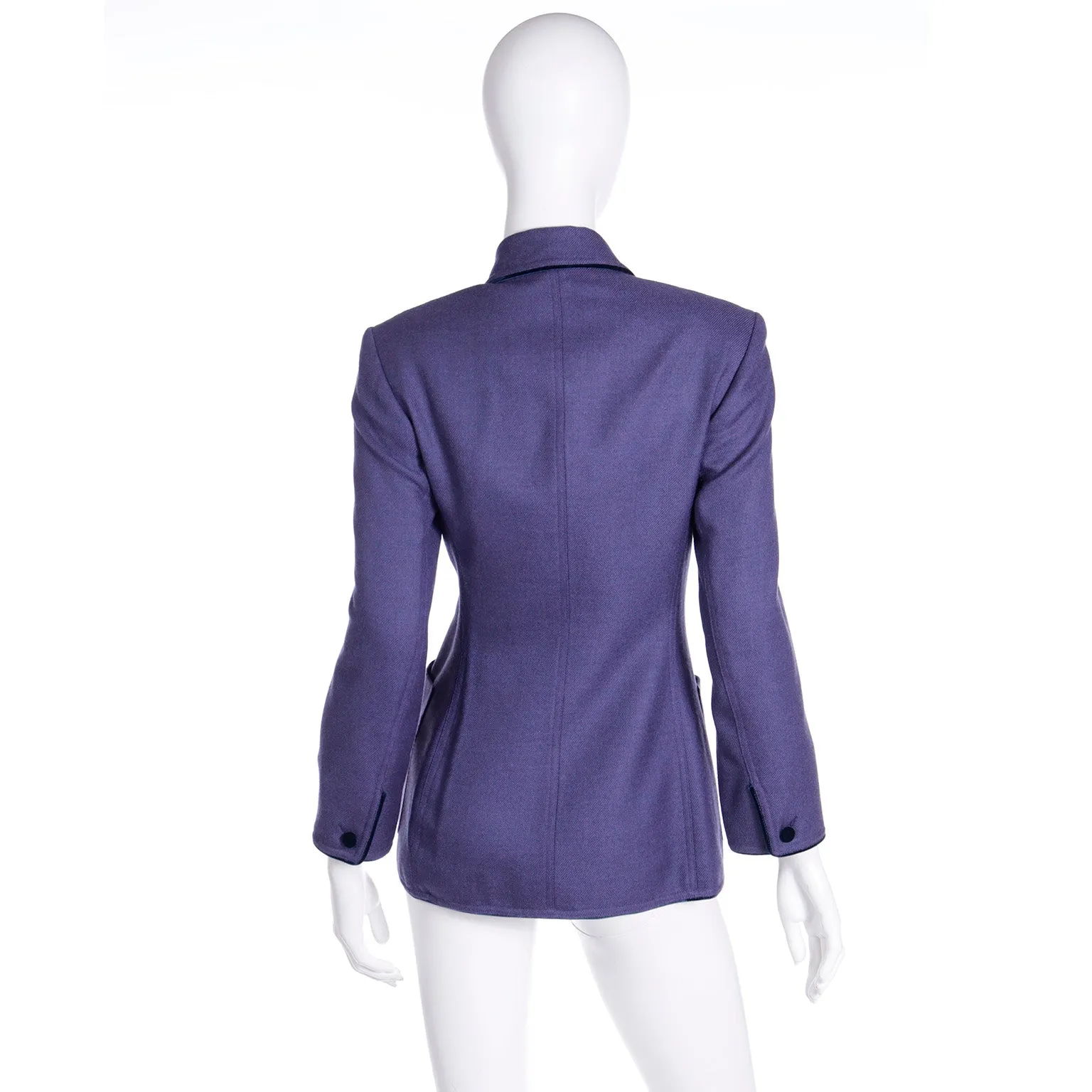 1990s Isaac Mizrahi Vintage Purple Tie Jacket with Velvet Piping