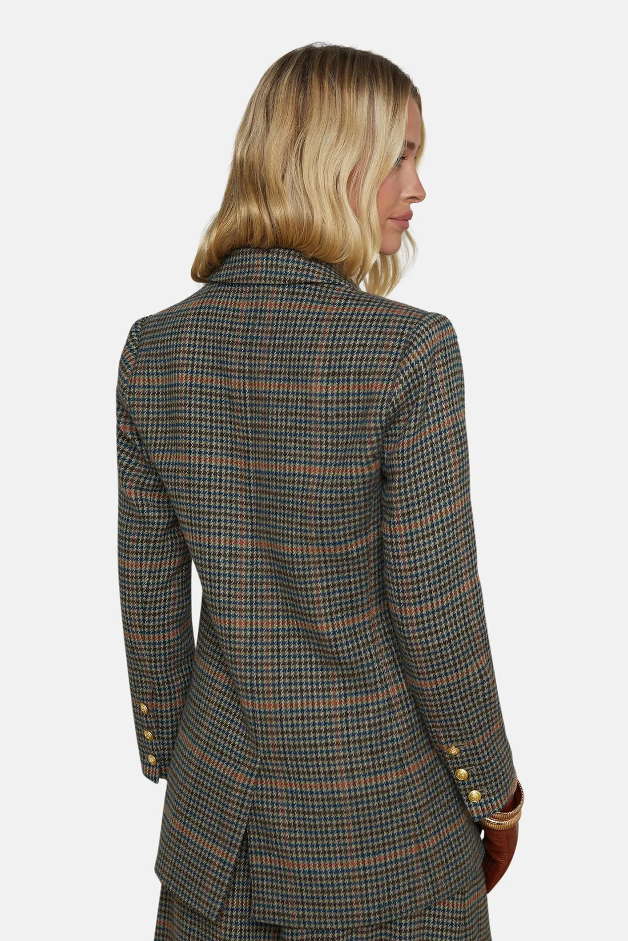 Aimee Boyfriend Blazer Tan/Teal Plaid