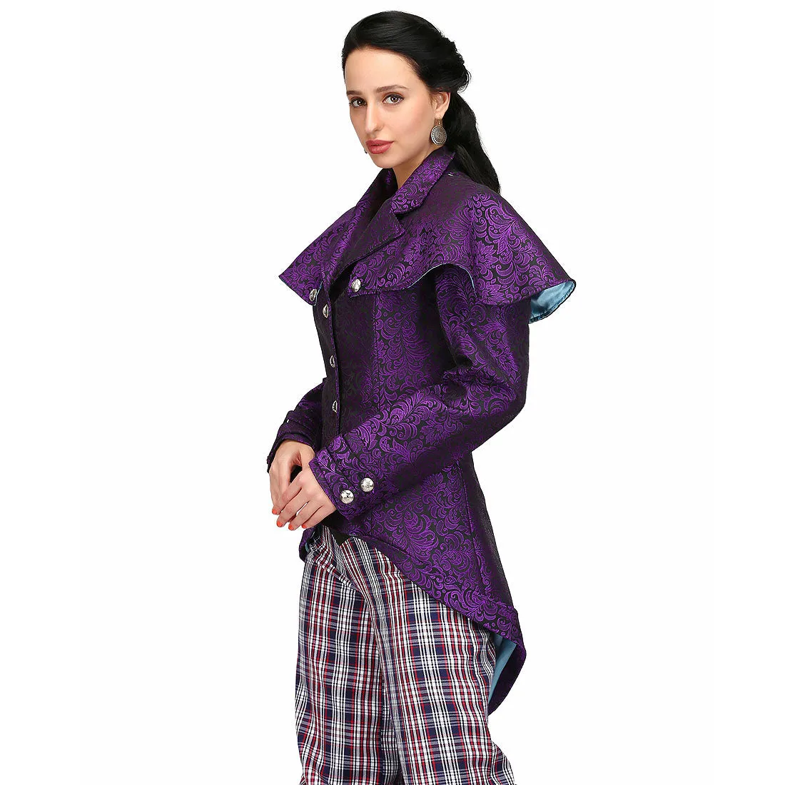 Alamea Purple/turquoise Classic Retro Vest Coat