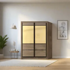 Ansel Brown Sliding Door Wardrobe