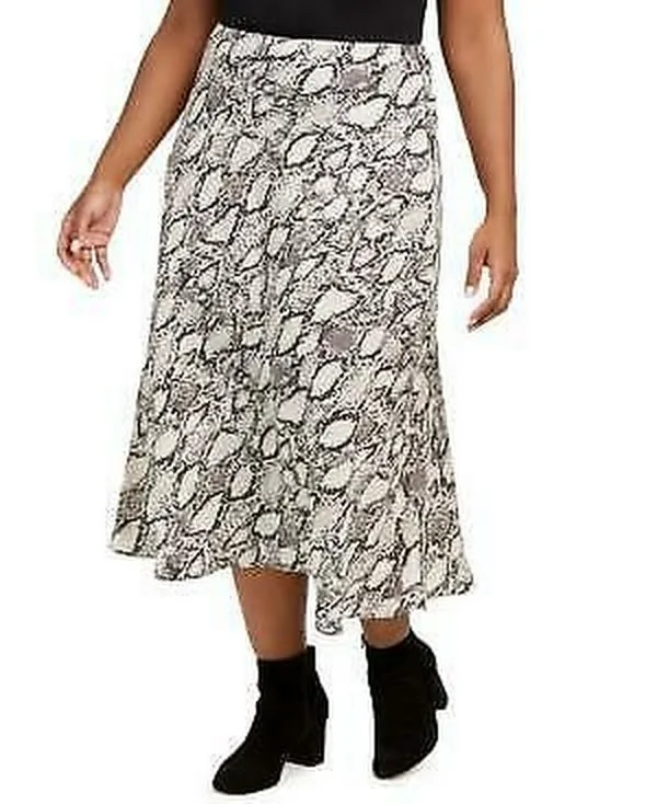 Bar III Womens Plus Snake Print Midi Skirt