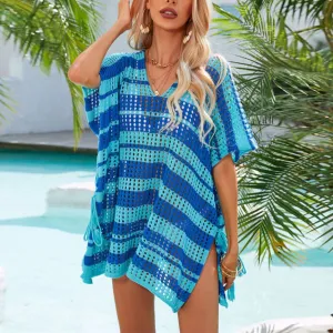 Beach Cover-Up Cutout Rope Knit Swimsuit Smock Wholesale Womens Tops