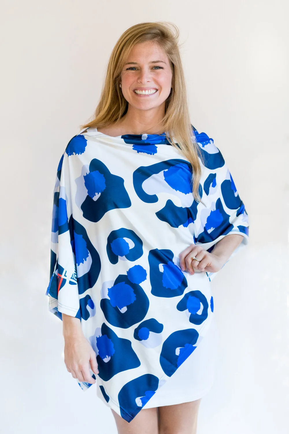 Blue Gameday Cheetah Poncho