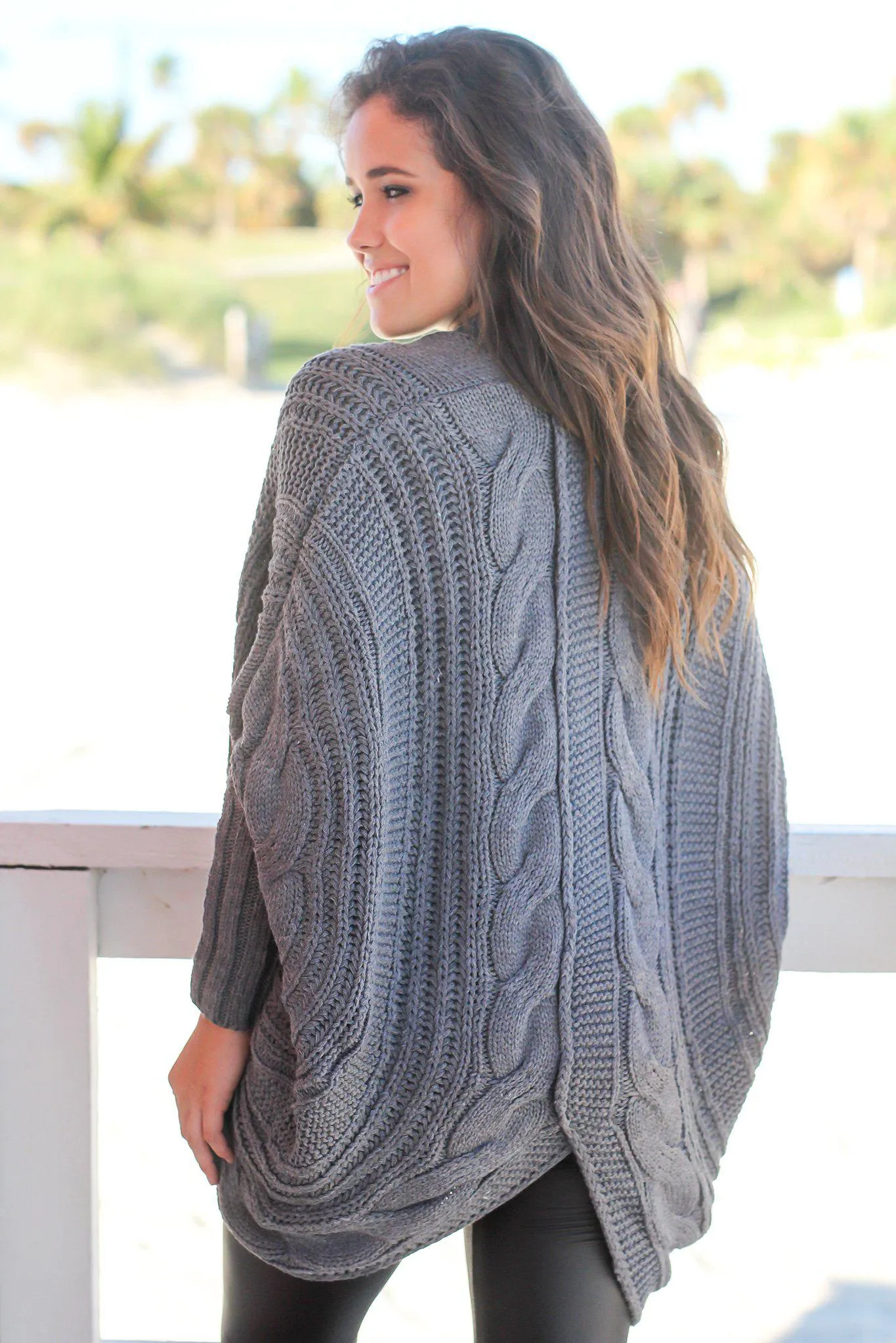 Charcoal Oversized Knit Cardigan