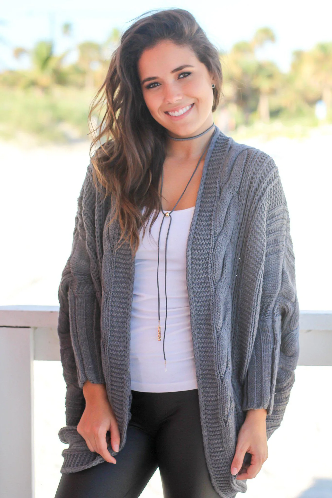 Charcoal Oversized Knit Cardigan