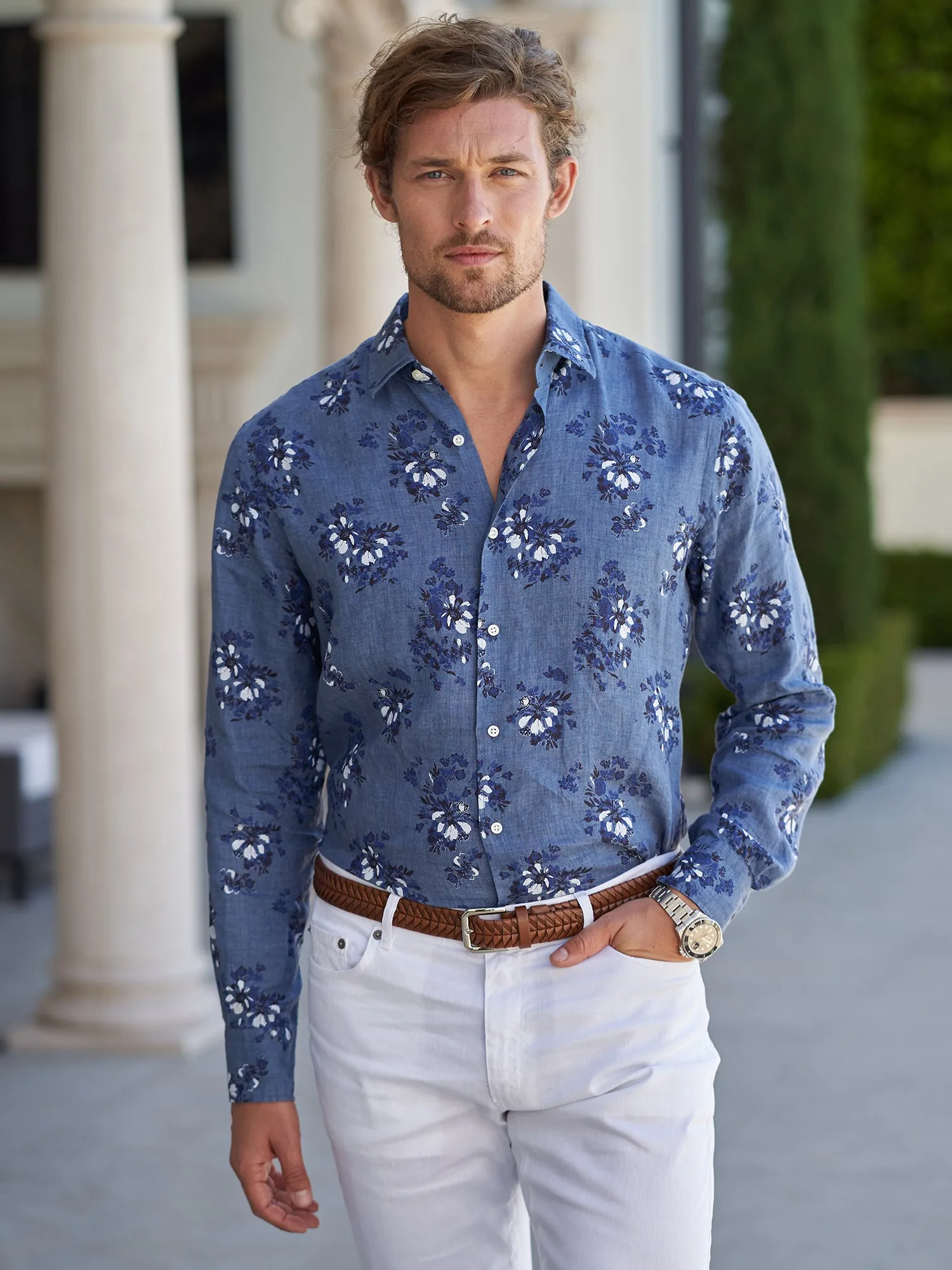 Charles Floral Linen Shirt