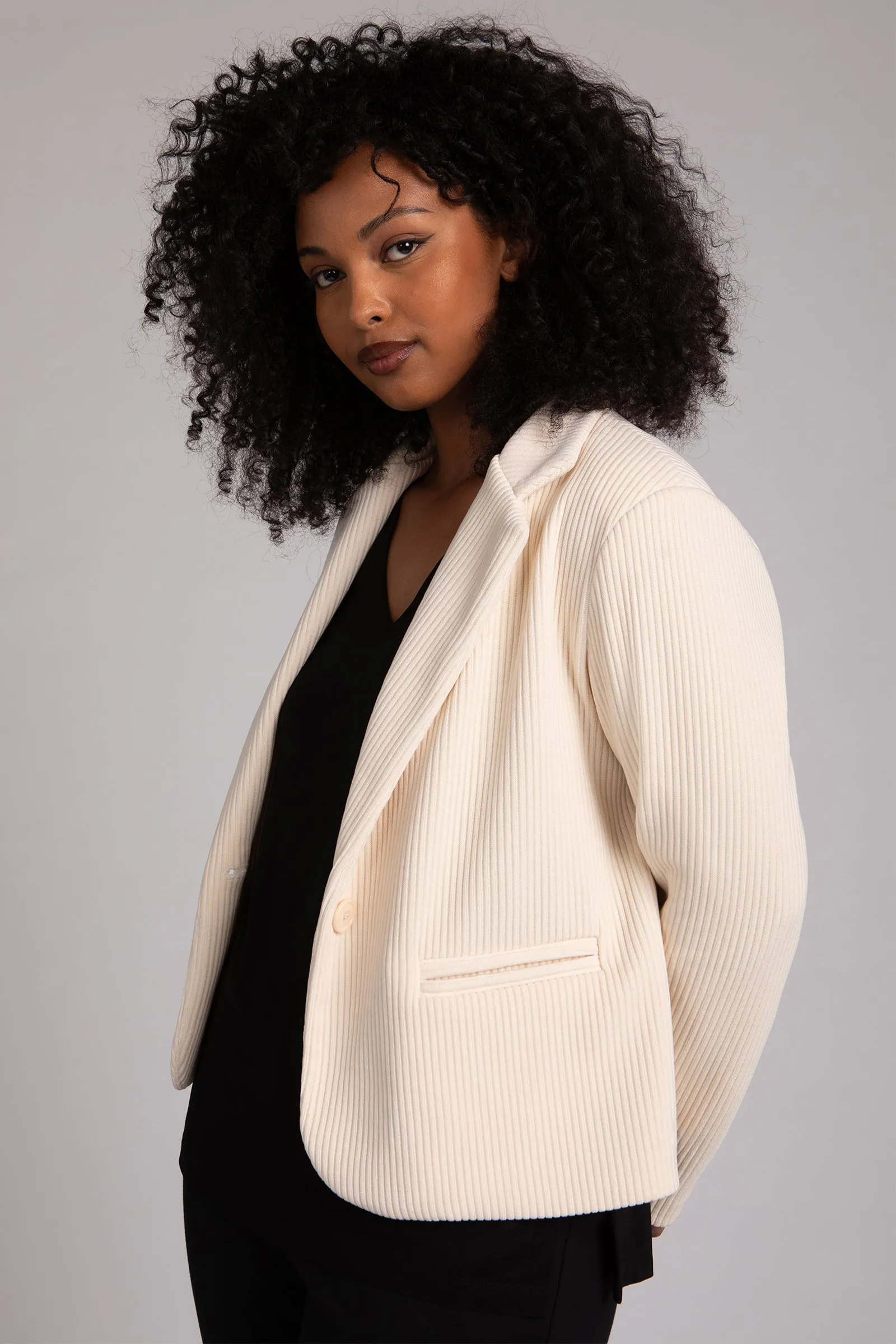 Chenille Cord Classic Blazer | Antique White