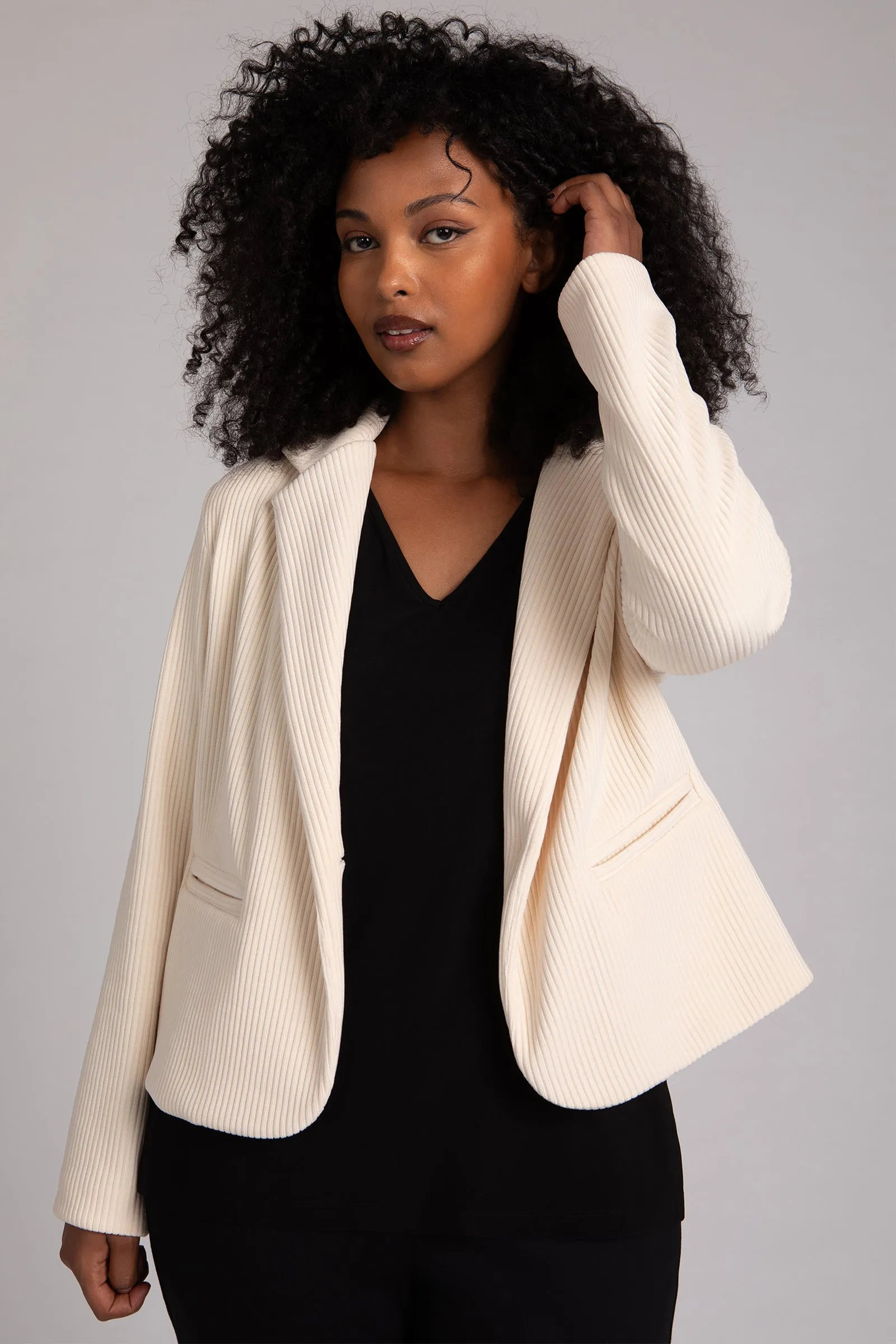 Chenille Cord Classic Blazer | Antique White