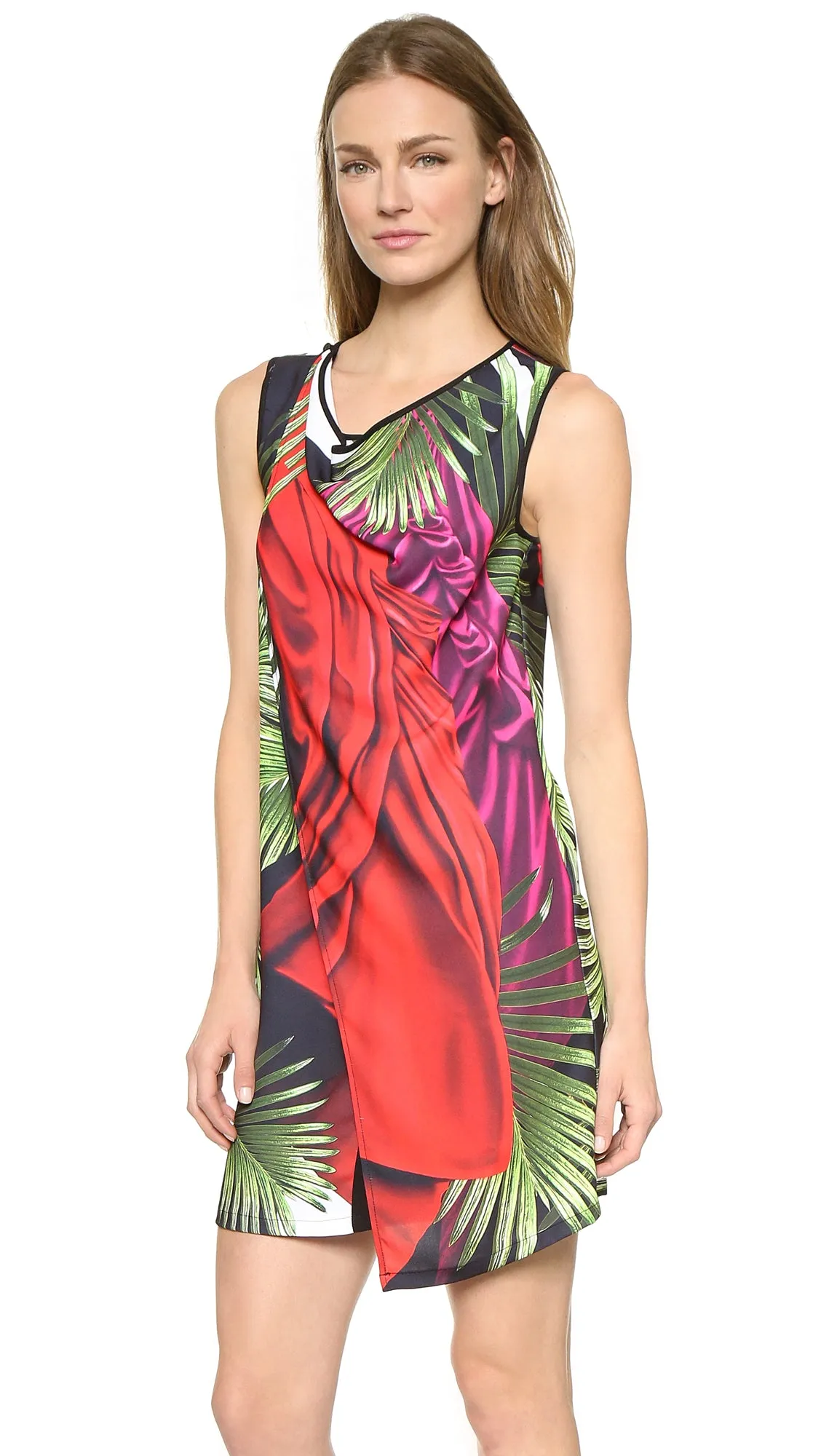 Clover Canyon Women's Saffron Sash Asymmetric Mini Dress, Multi, Small