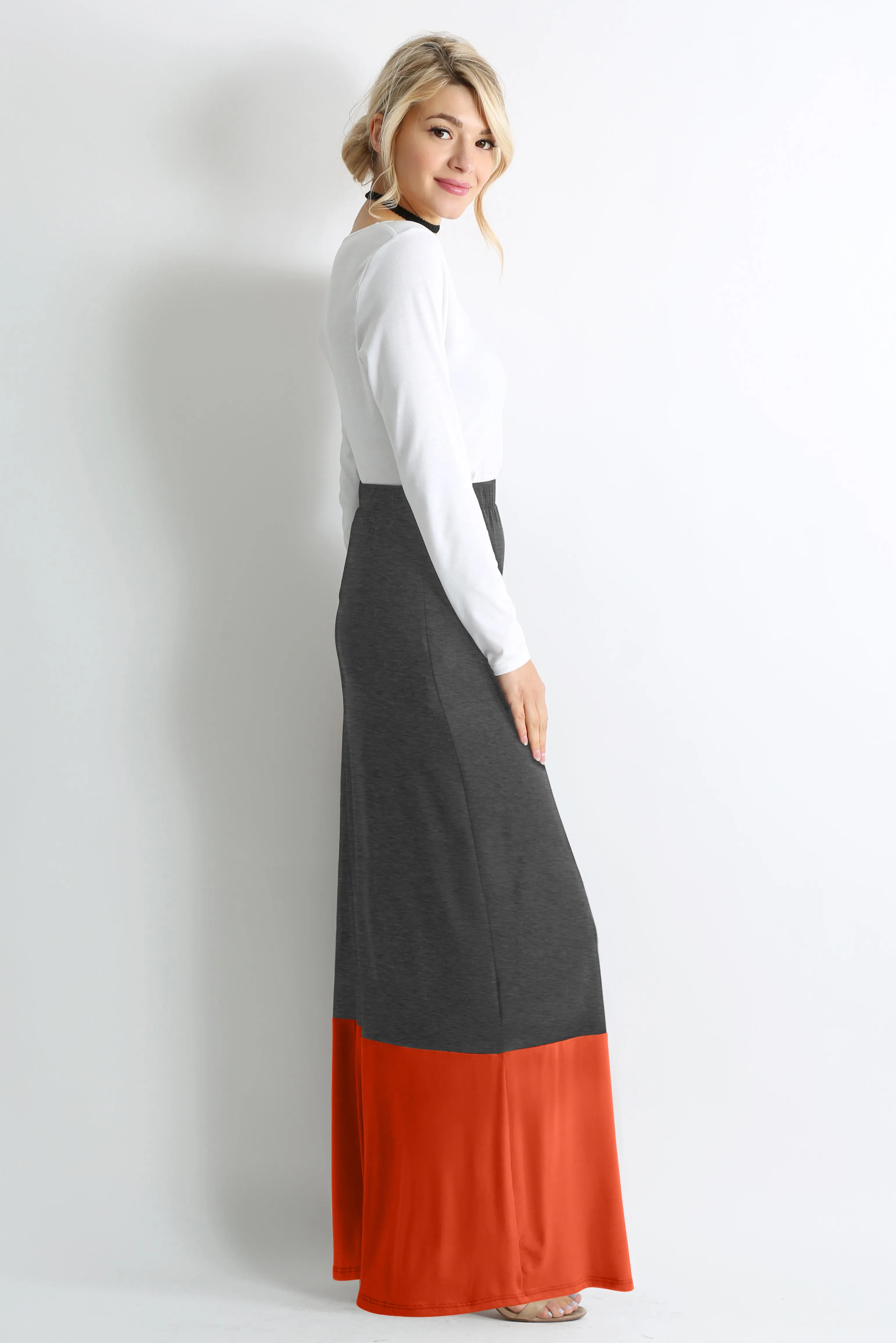 Contrasting Comfort Maxi Skirt