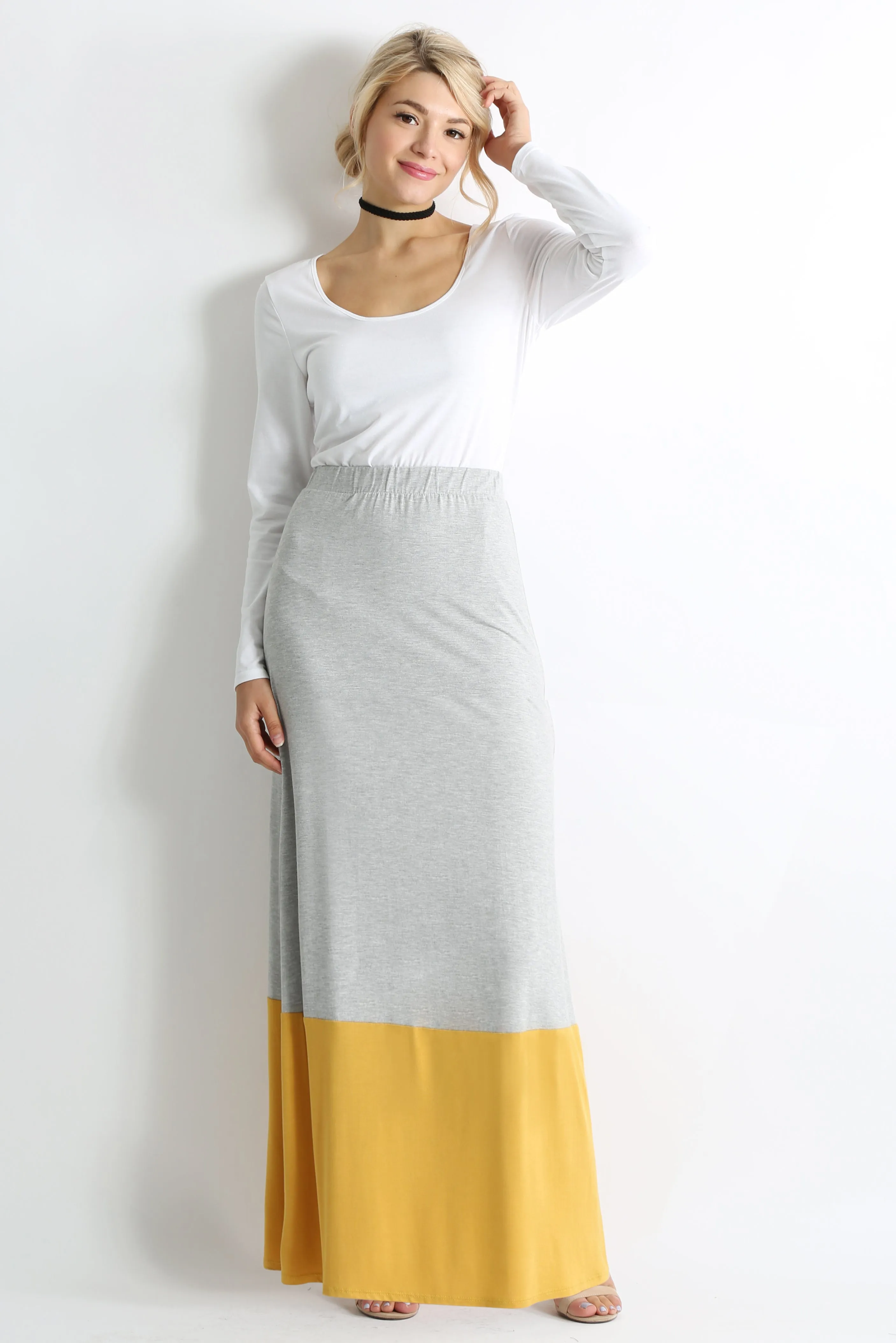 Contrasting Comfort Maxi Skirt