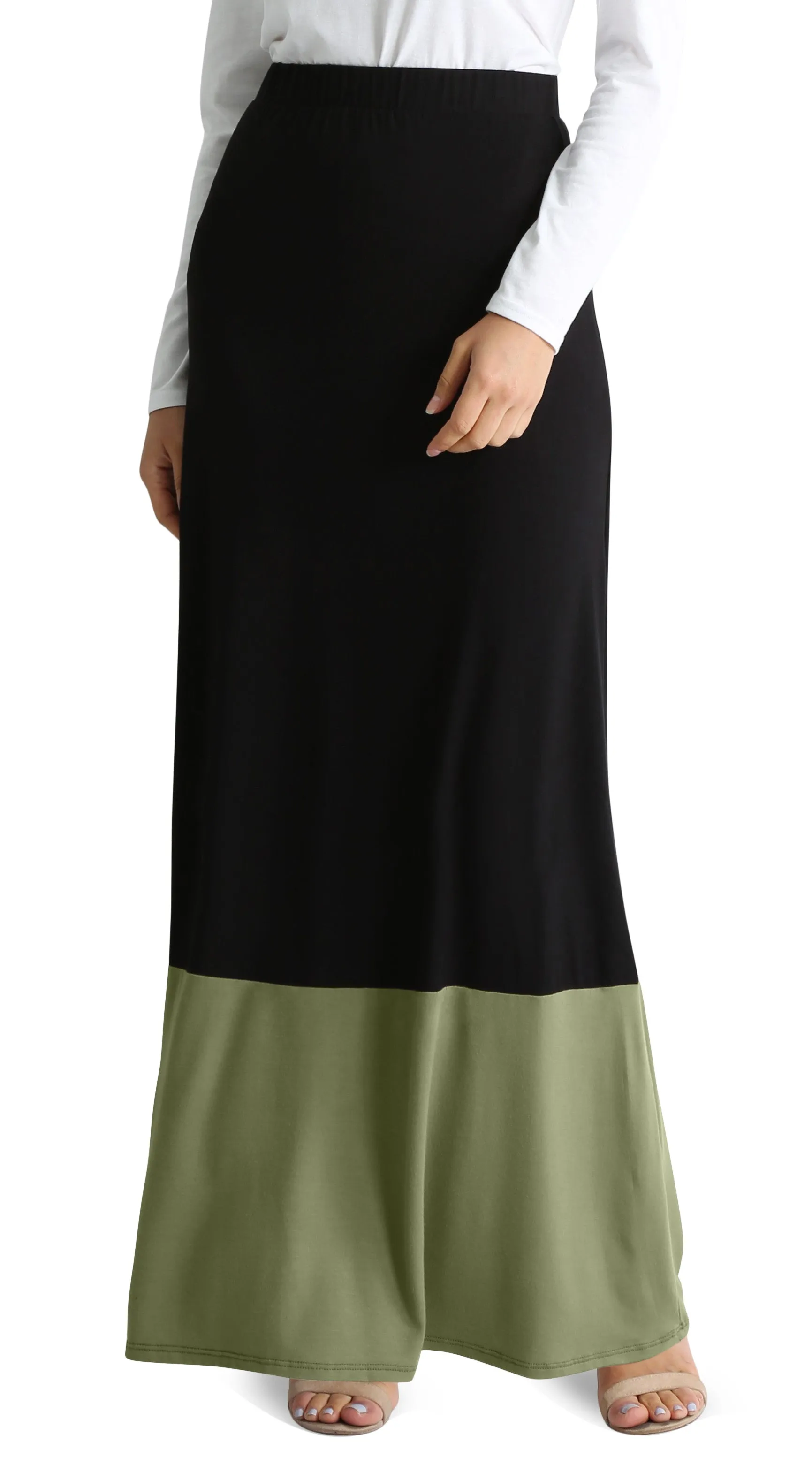 Contrasting Comfort Maxi Skirt