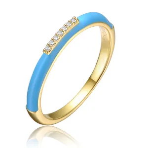 Coralie Blue Enamel Slim Stacking Band Ring