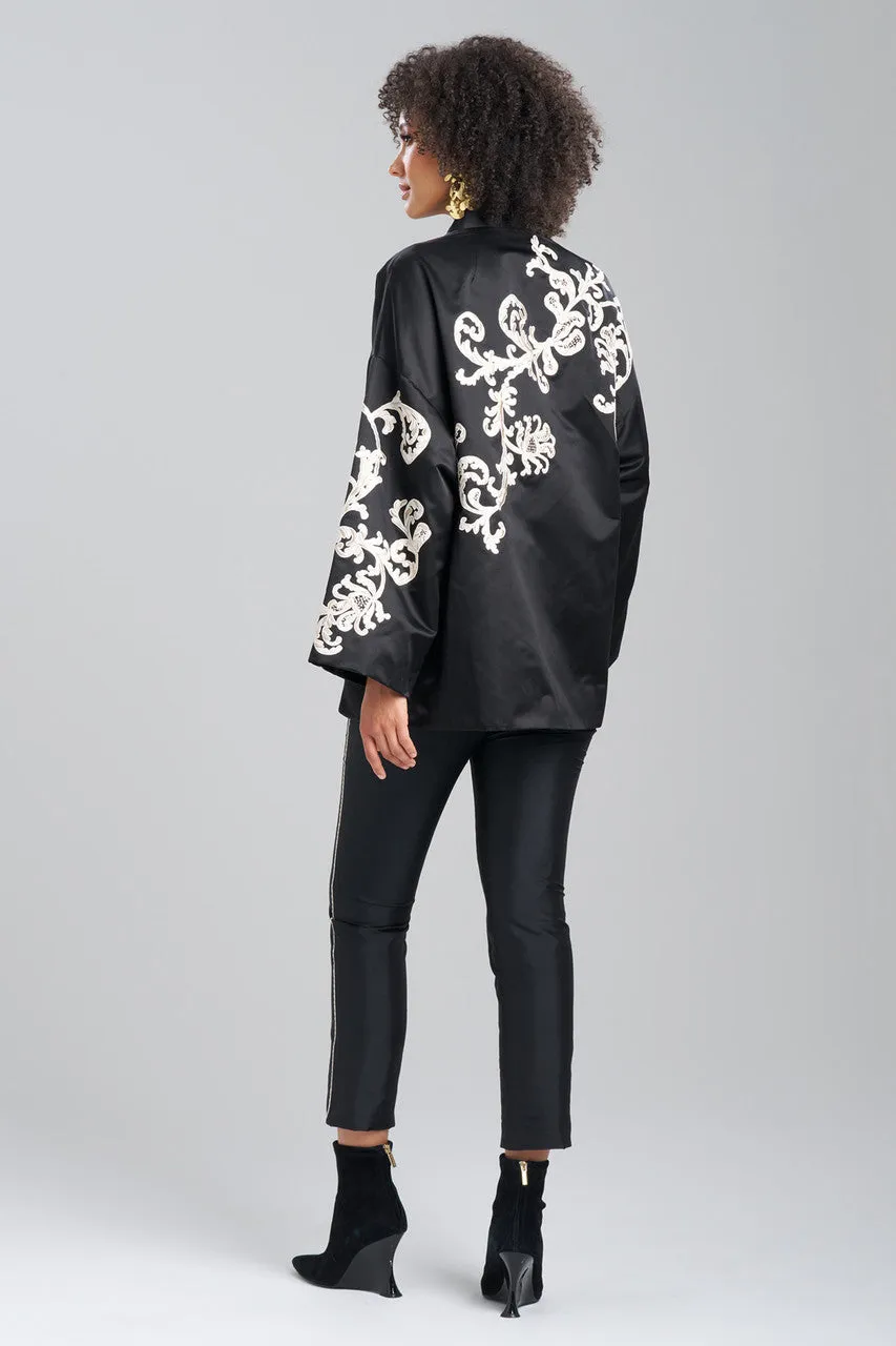 Couture Silk Duchess Satin Embroidered Coat