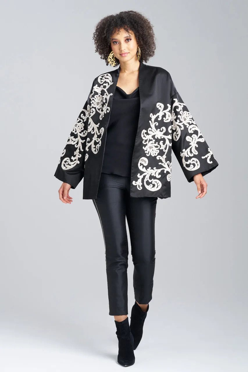 Couture Silk Duchess Satin Embroidered Coat