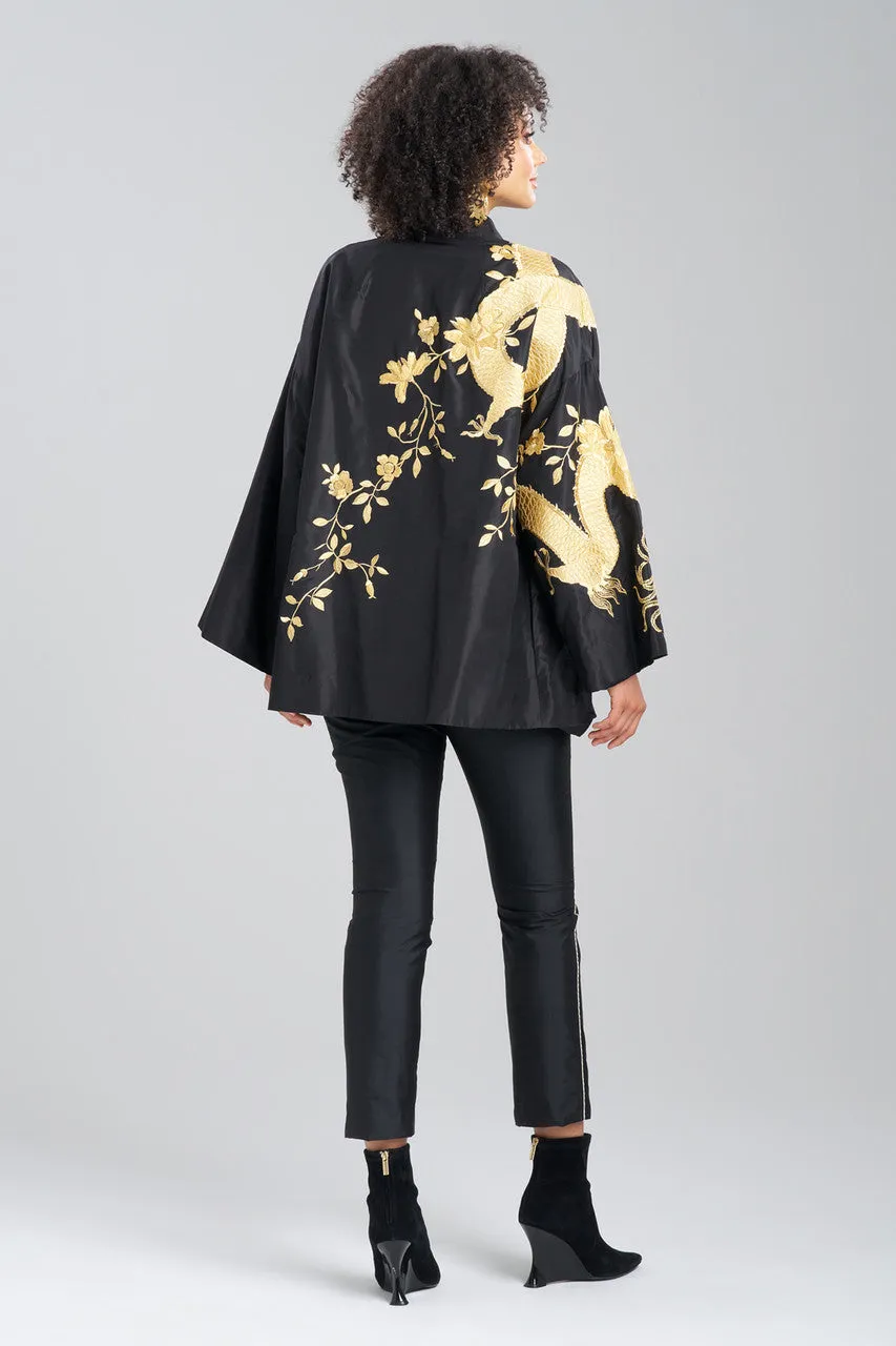 Couture Silk Taffeta Embroidered Dragon Coat