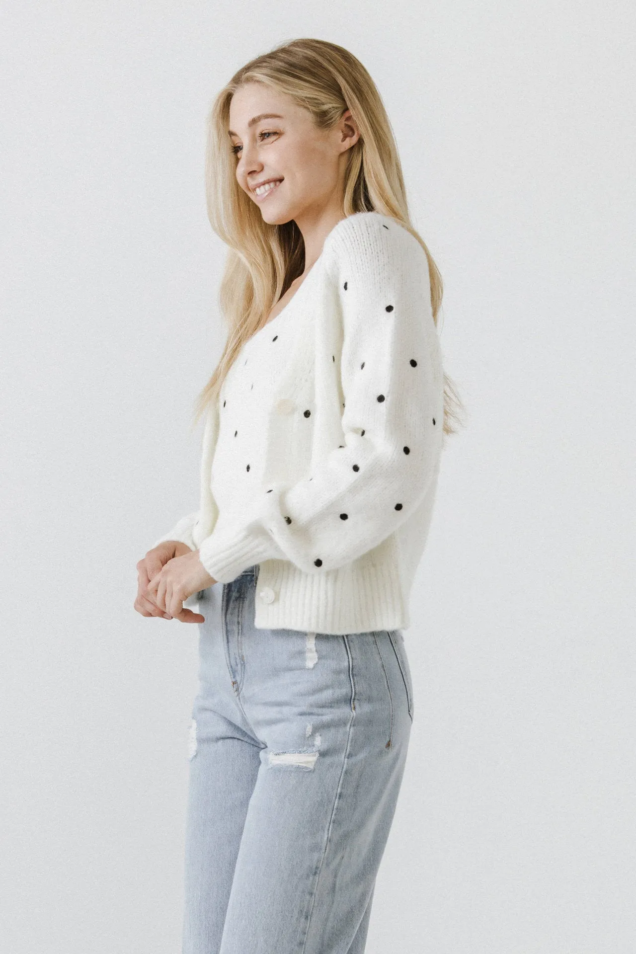 Dot Embroidered Cardigan