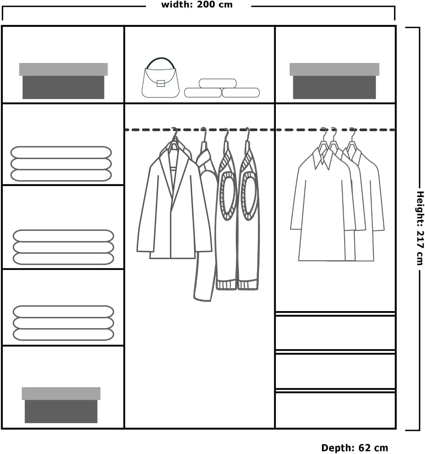 Dover High Gloss 2 Sliding Door Wardrobe with Mirror and Drawers