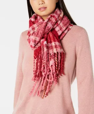 Echo Lofty Plaid Fringe Scarf - Red, Size 20 X 70