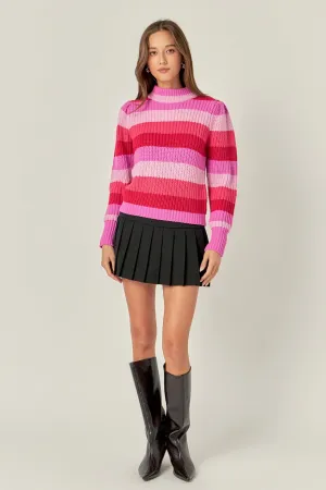 English Factory - Stripe Mockneck Long Sleeve Sweater