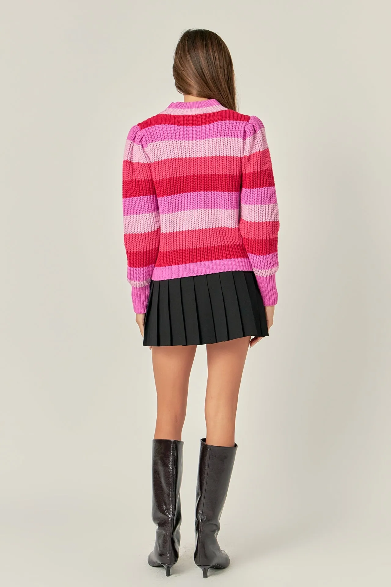 English Factory - Stripe Mockneck Long Sleeve Sweater