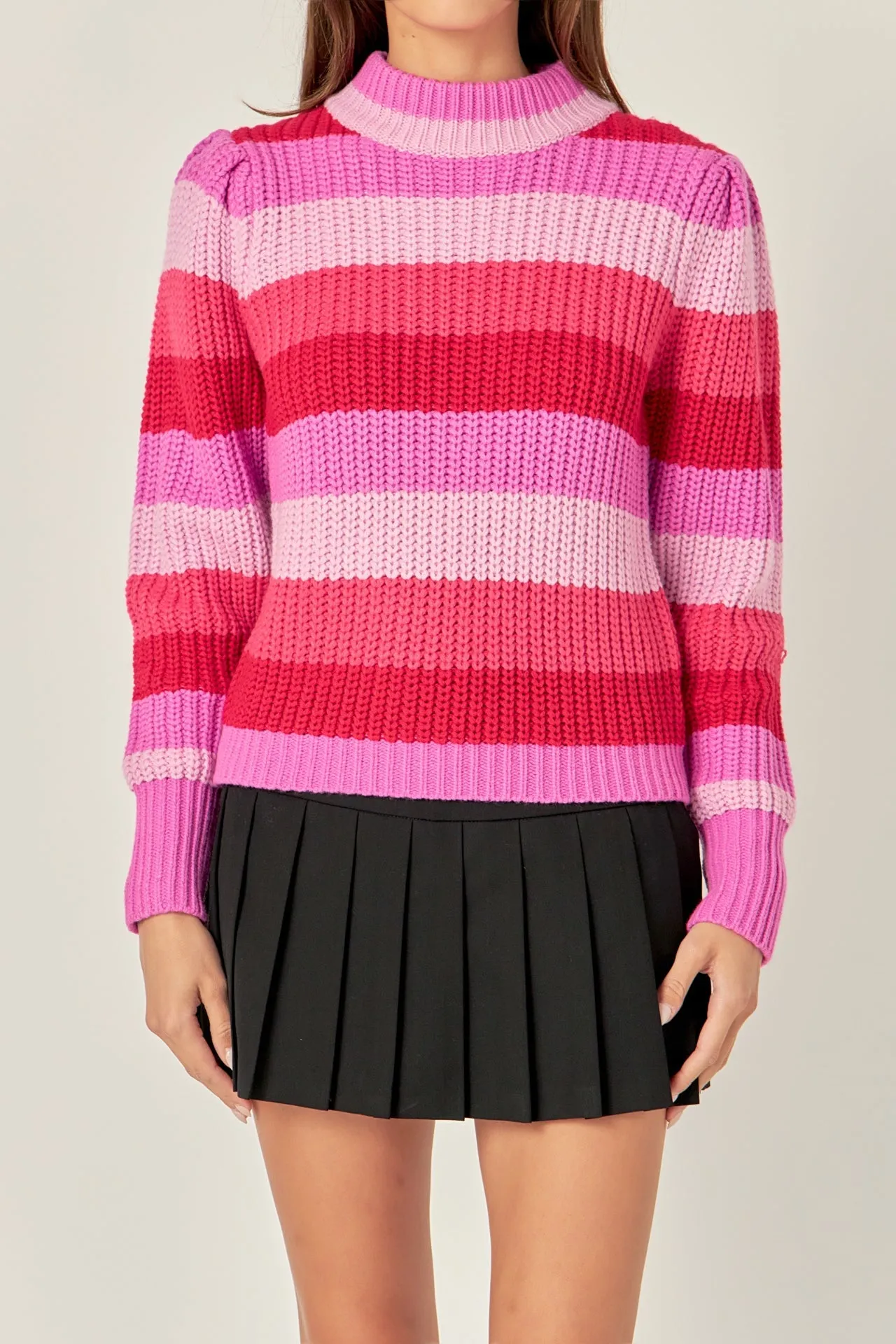 English Factory - Stripe Mockneck Long Sleeve Sweater