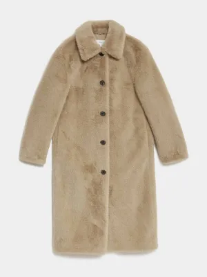 Faux fur collared longline coat