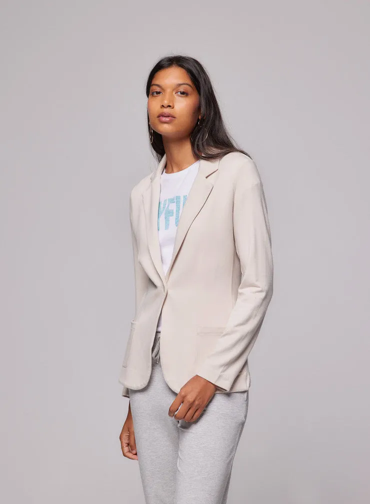 French Terry Looped One-Button Blazer