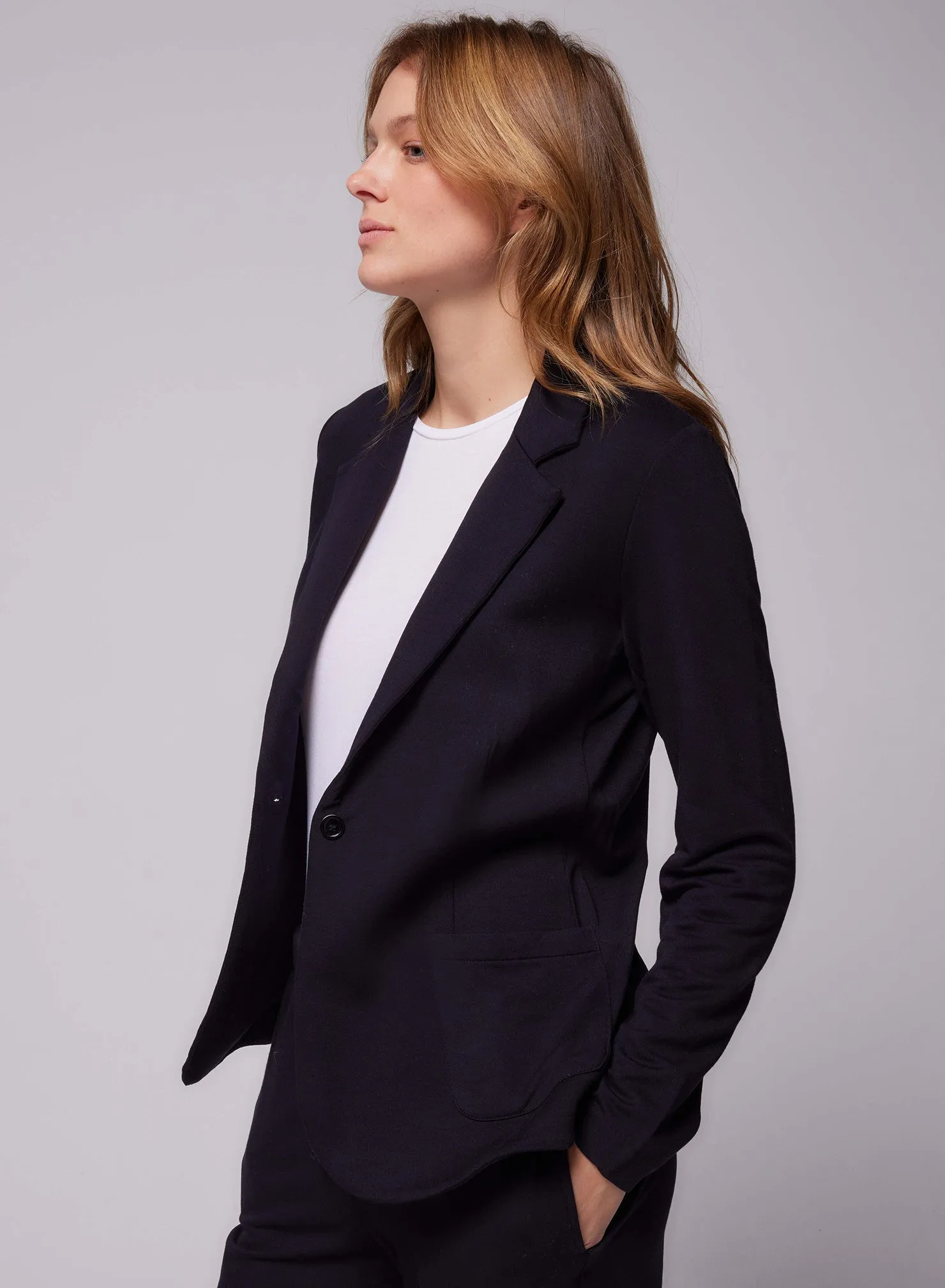 French Terry Looped One-Button Blazer