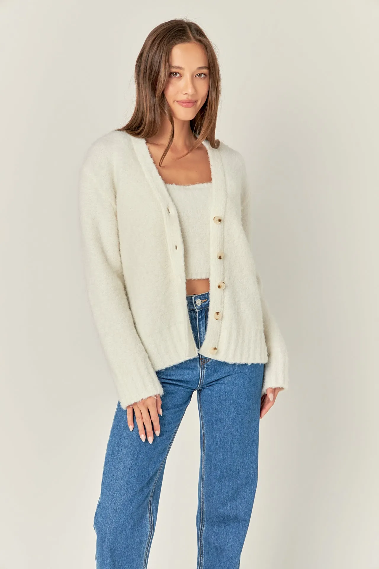 Fuzzy Button-Up Cardigan