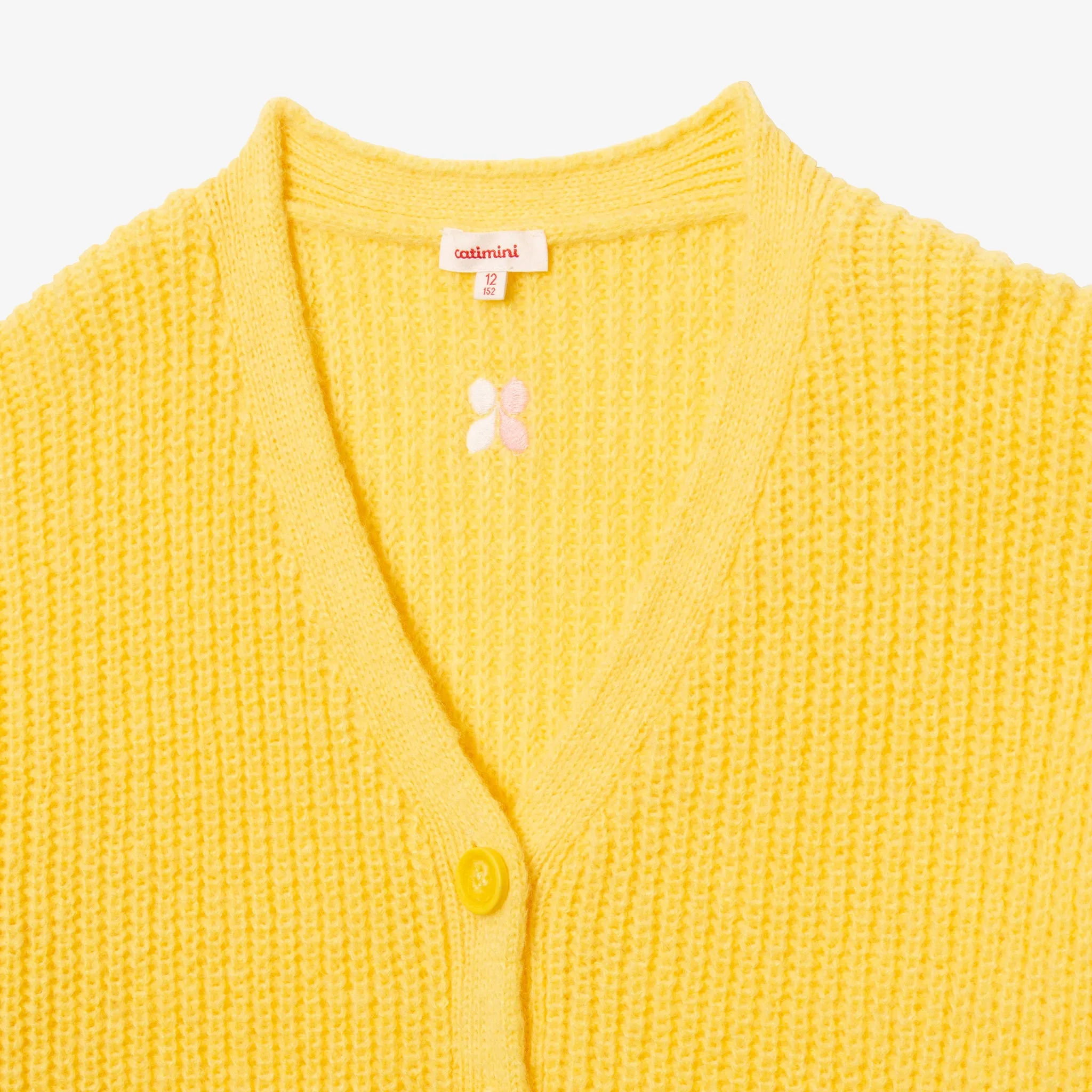 Girl's fluffy yellow cardigan