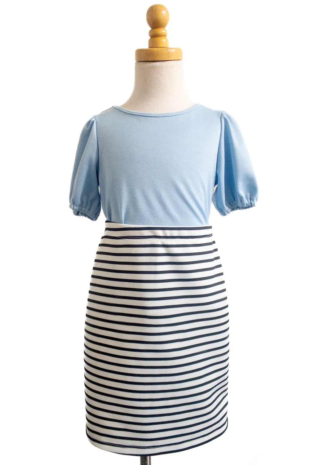 Girls Riley White & Black Striped Skirt