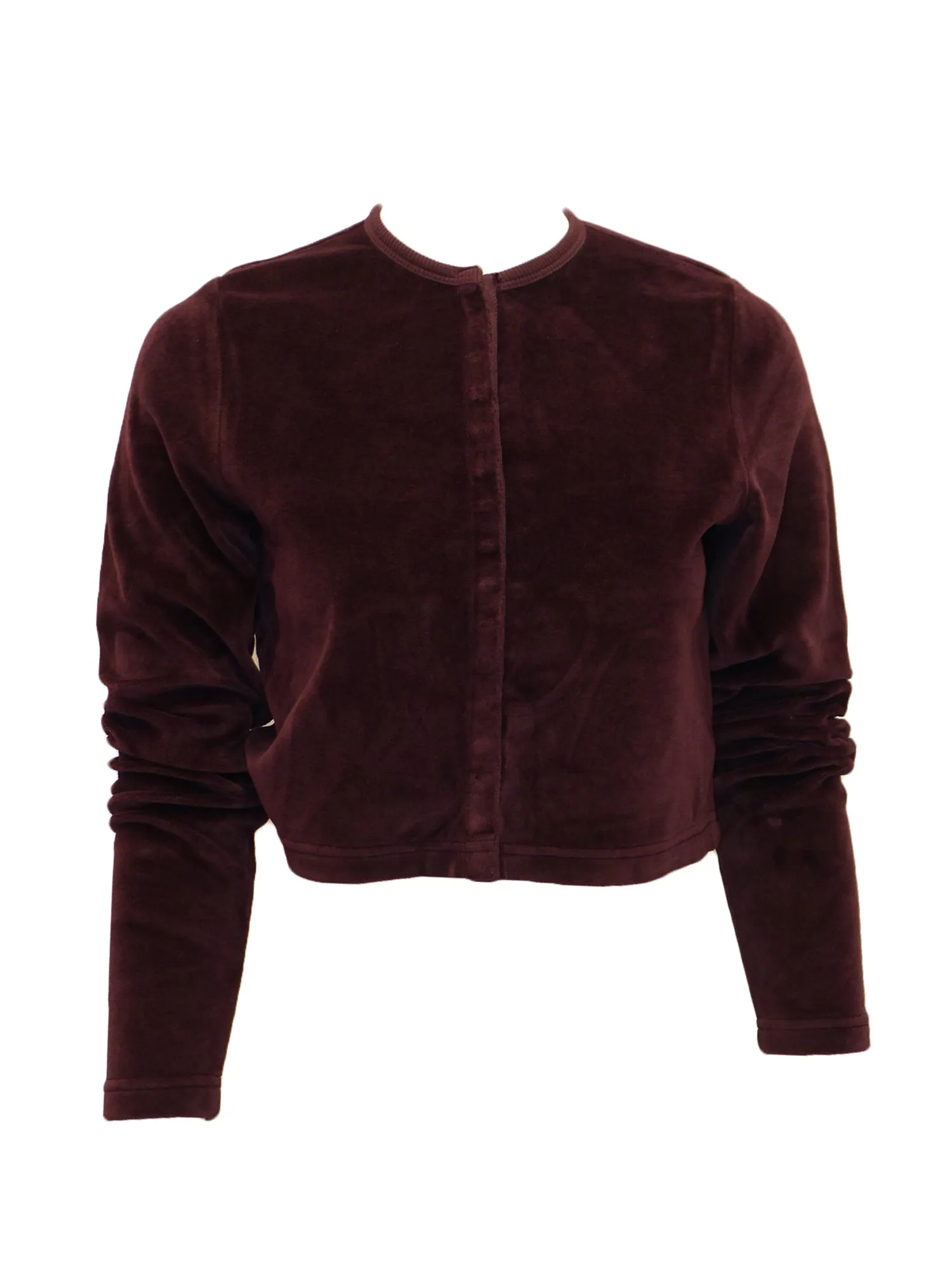 Hard Tail Velour Cropped Snaps Cardigan (V-227)