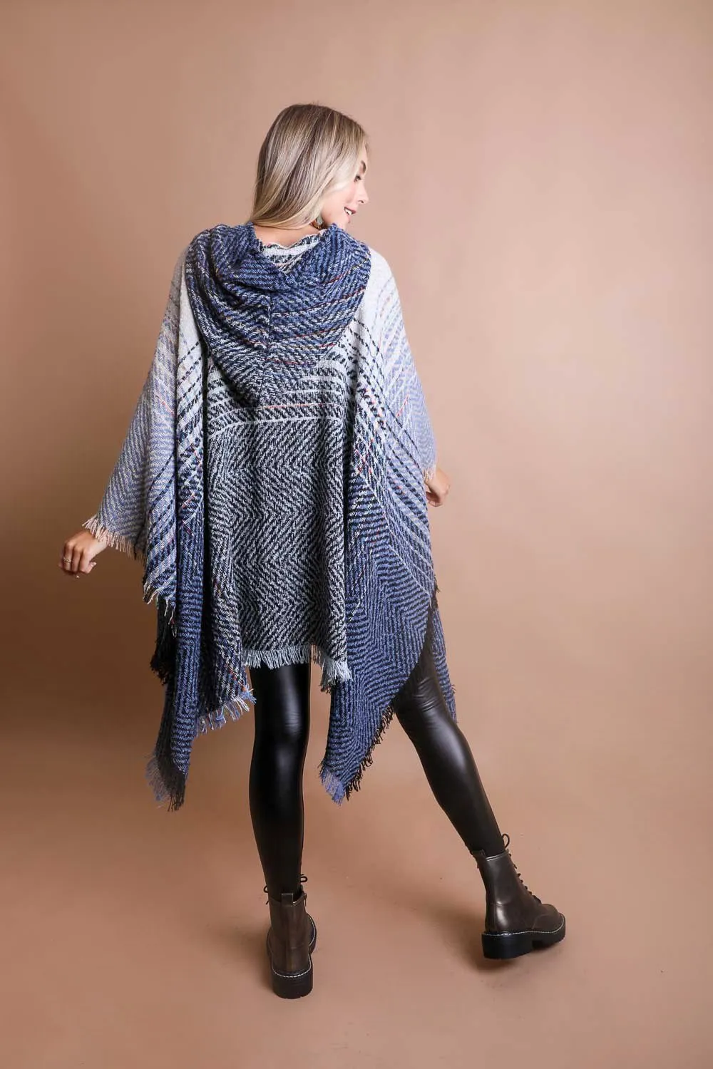 Herringbone Hooded Poncho