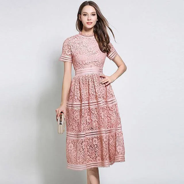 Hollow Out Casual Lace knee length Dress (US 0-10)