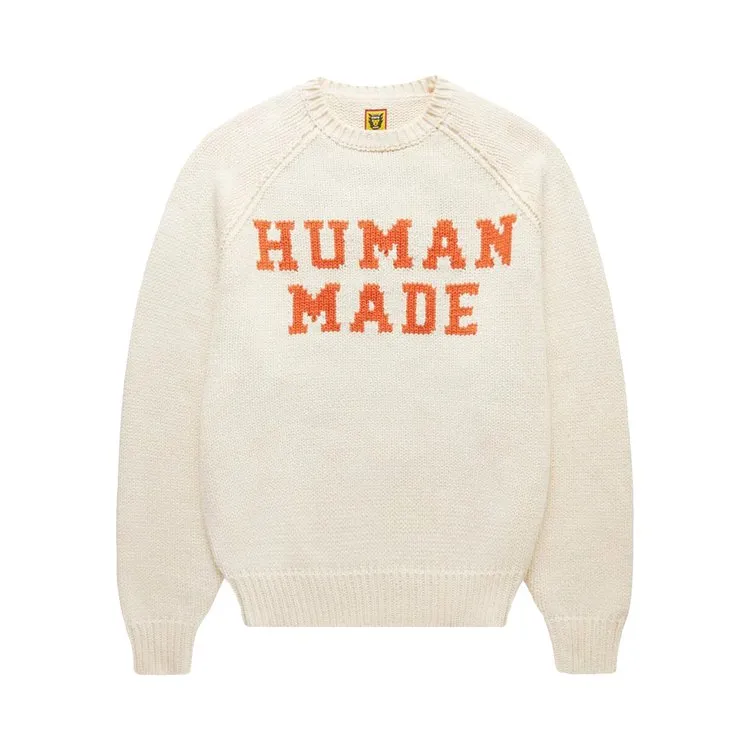 Human Made Bear Raglan Knit 'White' Sweater, white