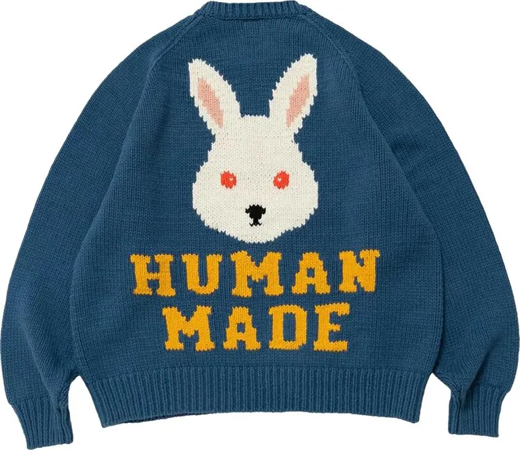 Human Made Raglan Knit Sweater 'Blue', blue