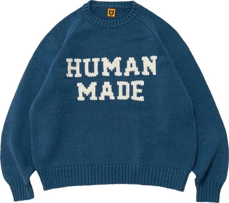 Human Made Raglan Knit Sweater 'Blue', blue