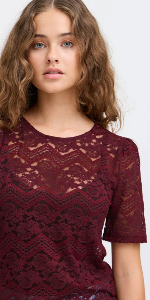 Ichi Lace Tee, wine