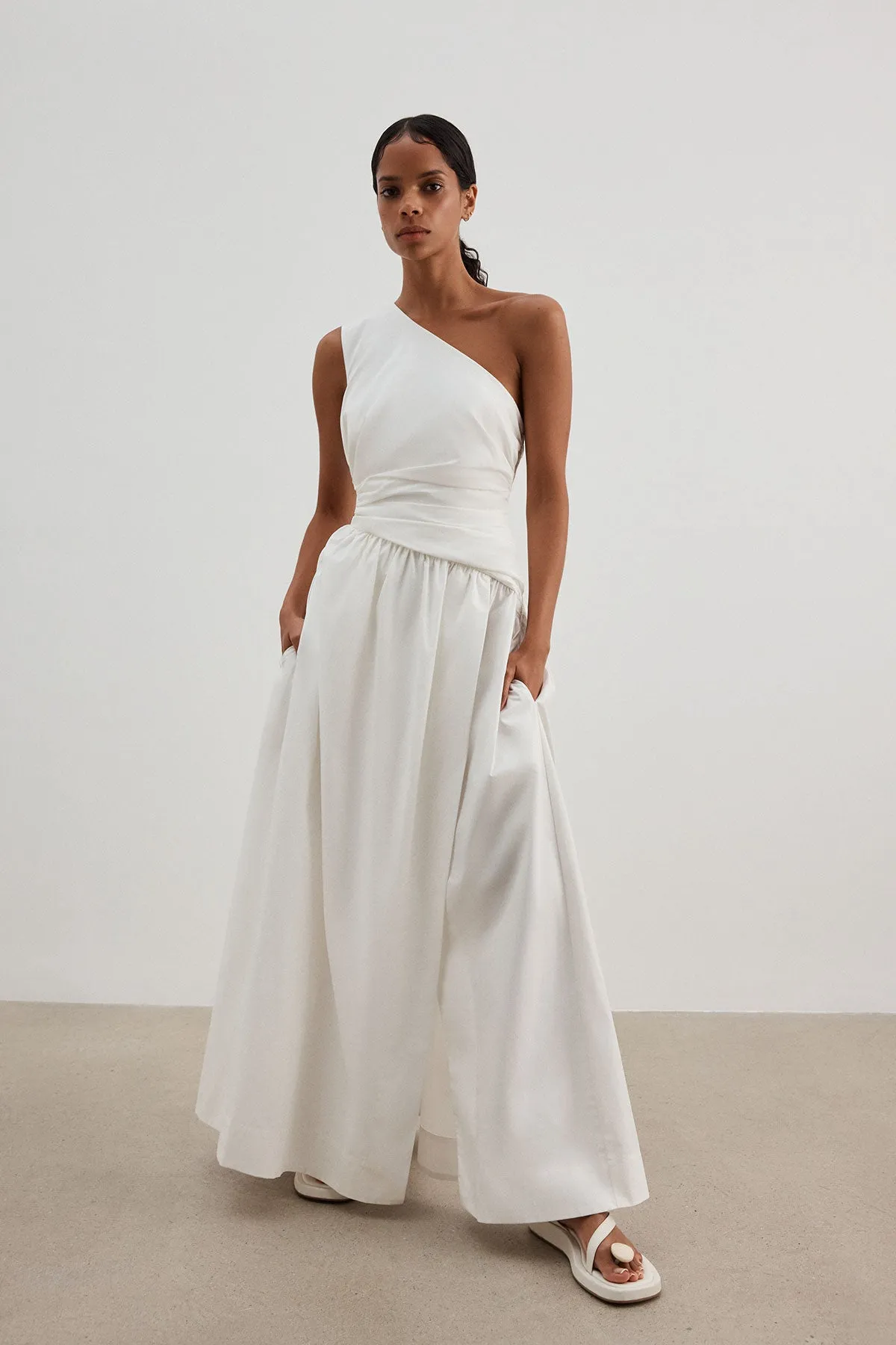 JOSEPHINE ASYMMETRICAL CUT OUT MAXI DRESS - COCONUT