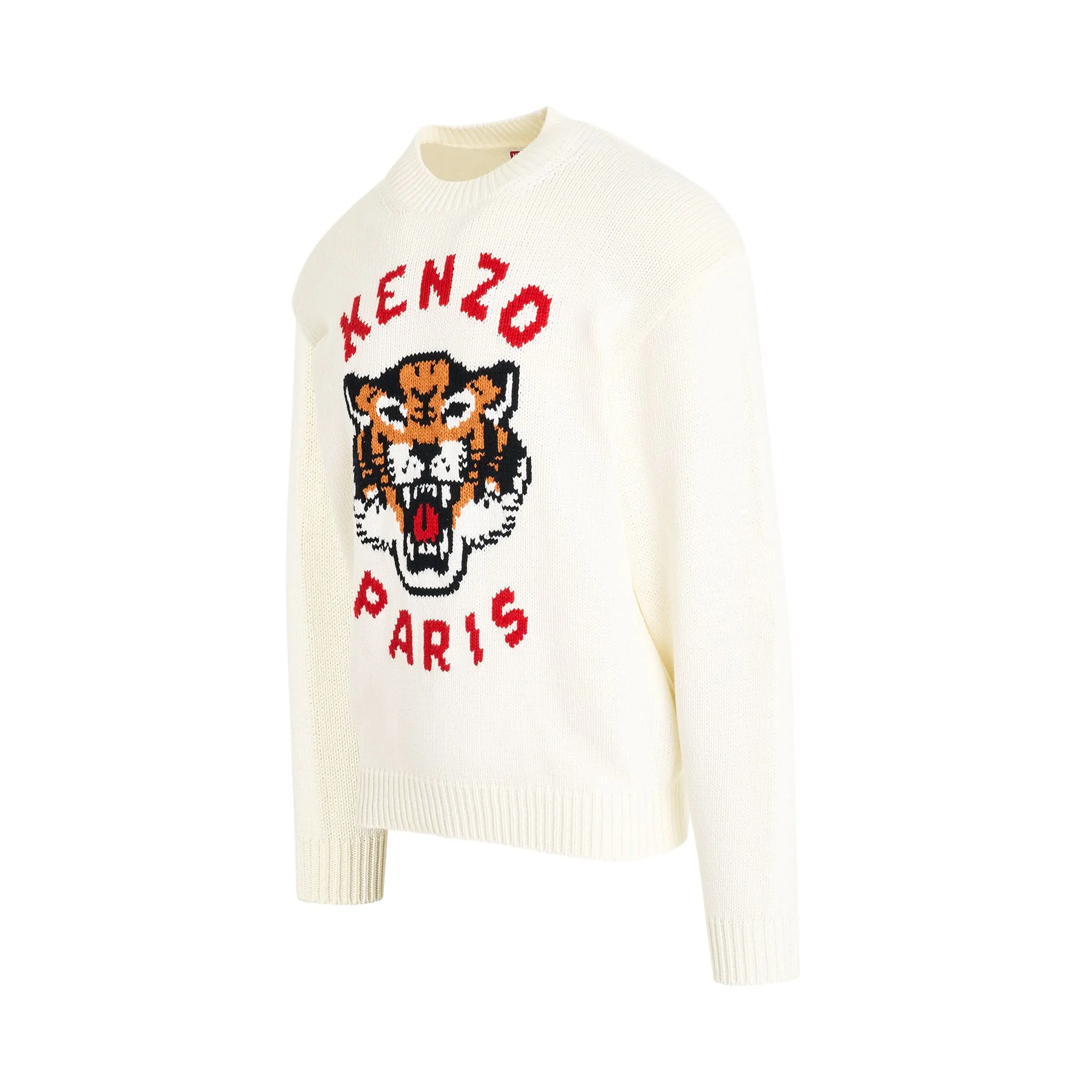 Kenzo Lucky Tiger Knit Sweater in Off White