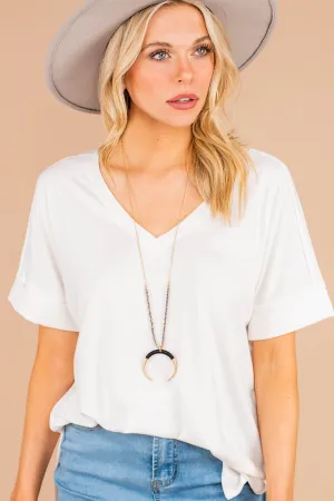 Make Your Life Easy Ivory White V-neck Top