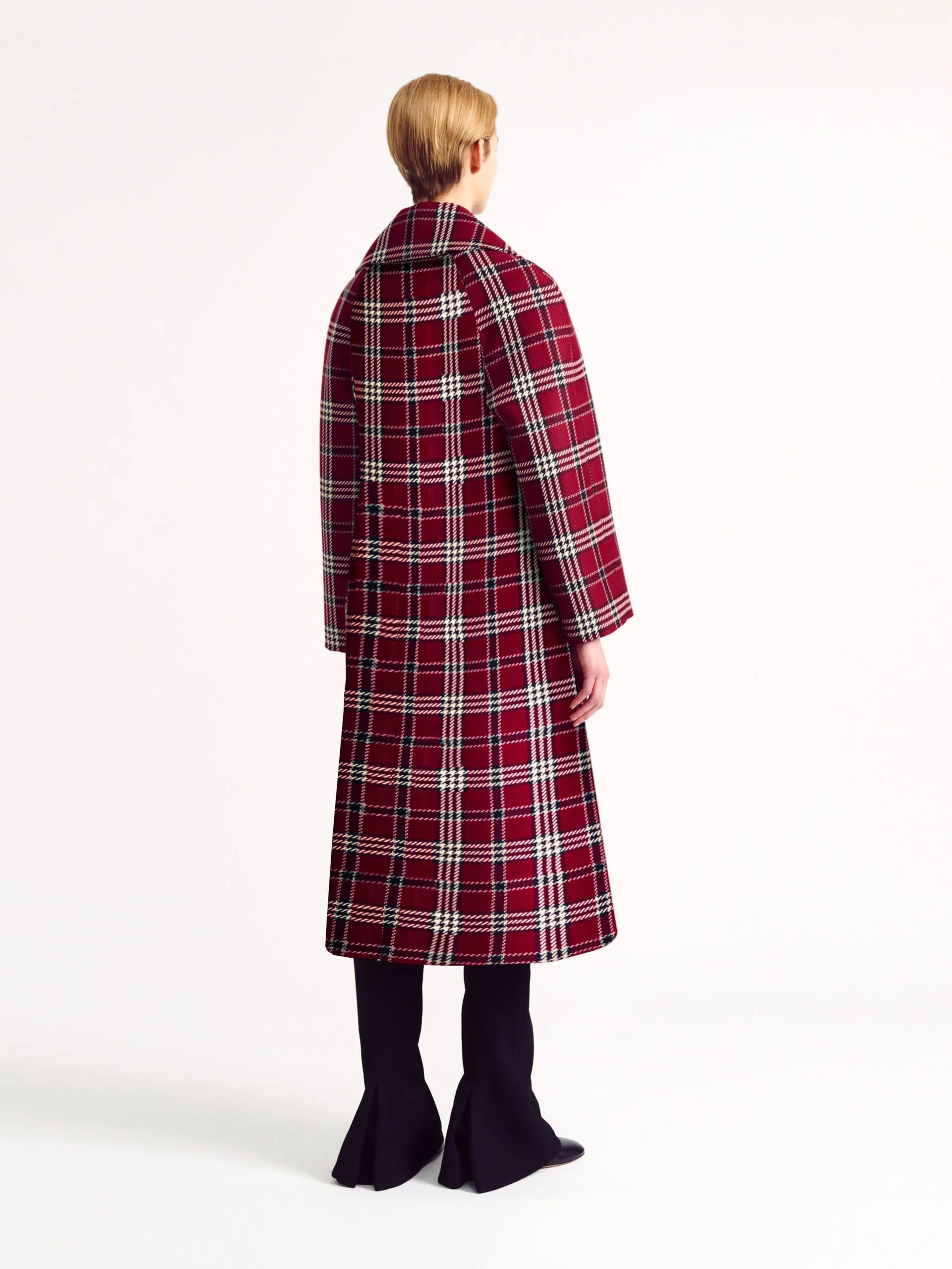 Maroon shetland tartan check Lilabet coat