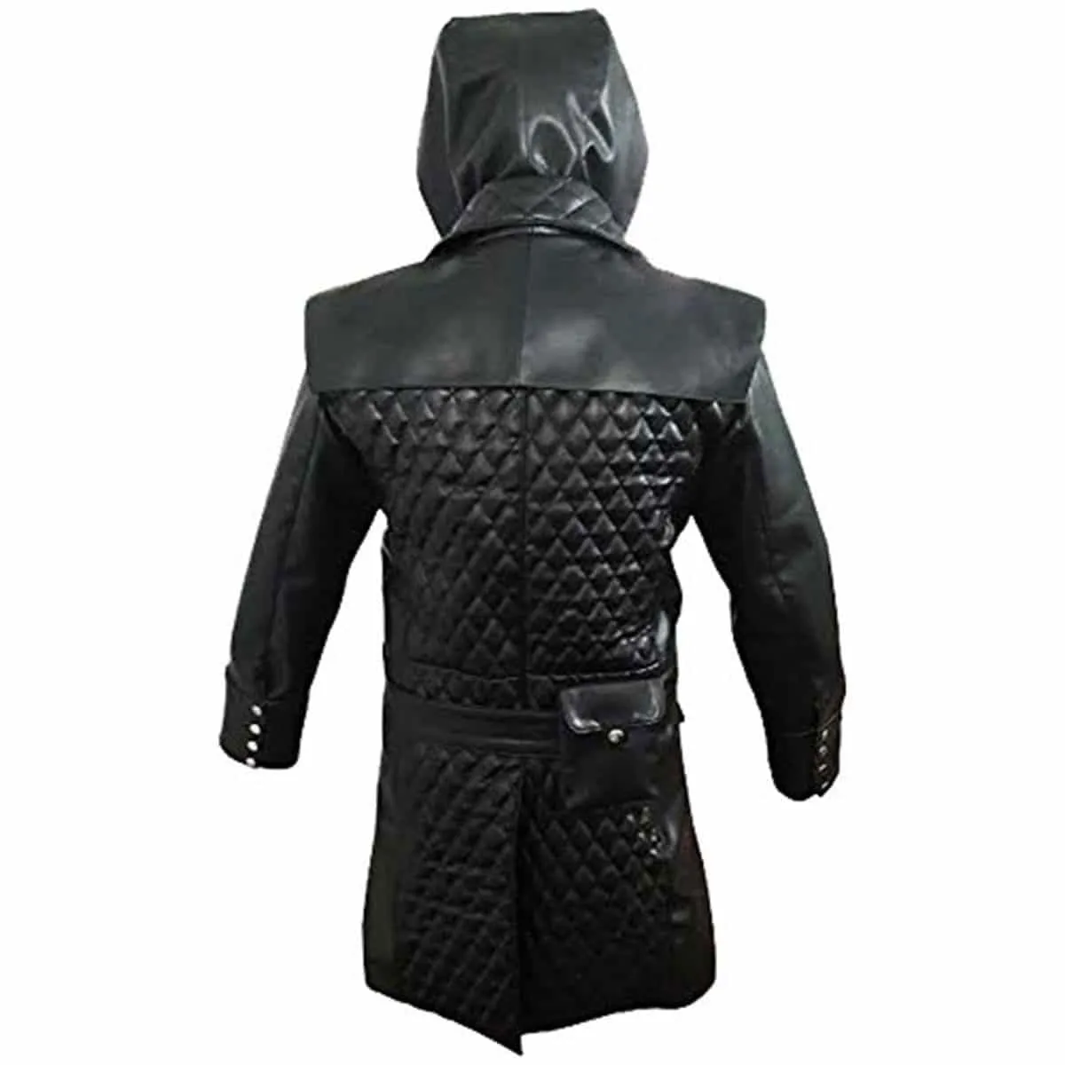 Mens Black Leather Matrix Goth Trench Coat Gothic T-23