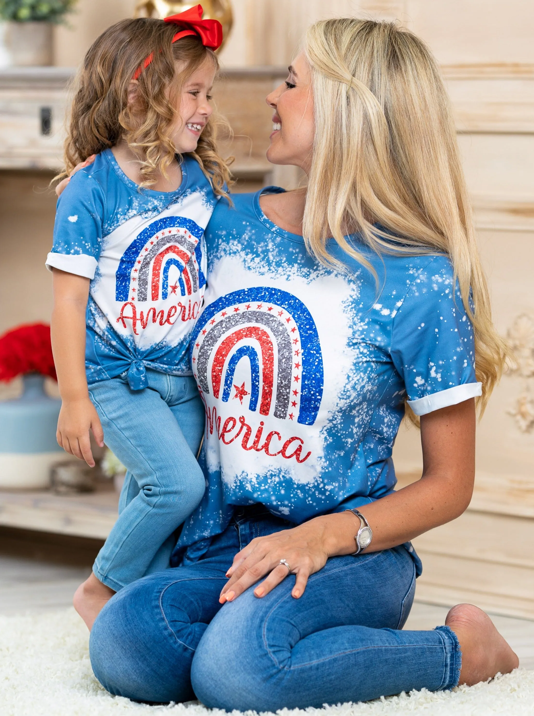 Mommy and Me American Rainbow Top