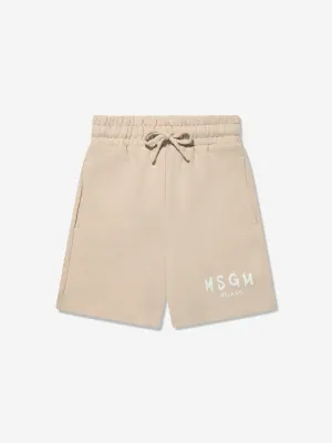 MSGM Kids Fleece Bermuda Shorts in Beige