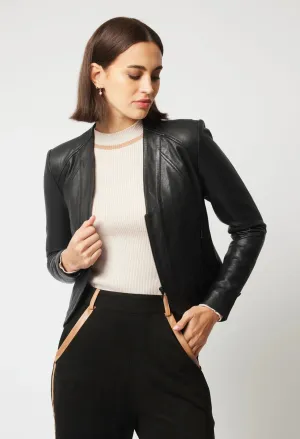 Nova leather curved hem jacket