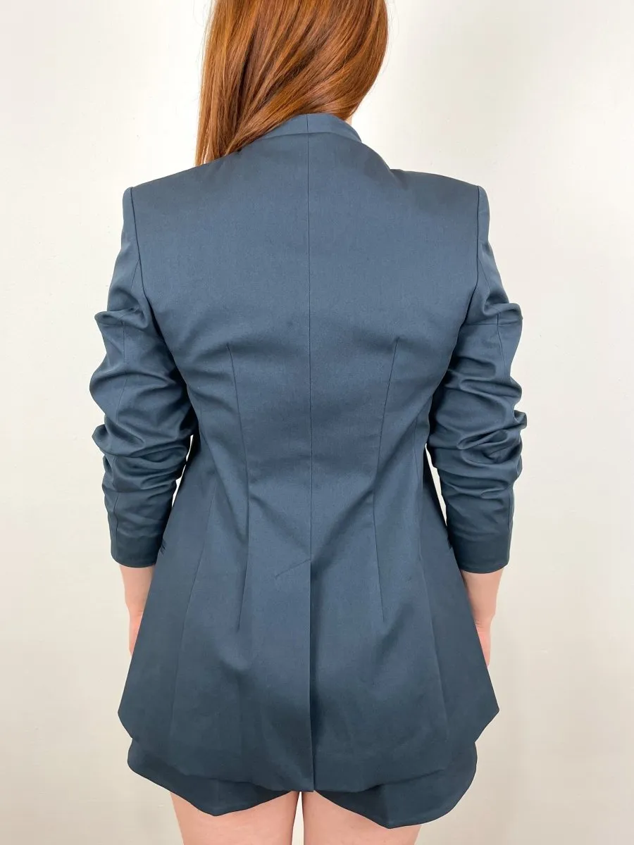 Oliver Cotton Stretch Tricotine Sculpted Blazer in Slate Blue