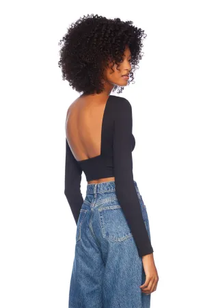 open back crop (at waist)